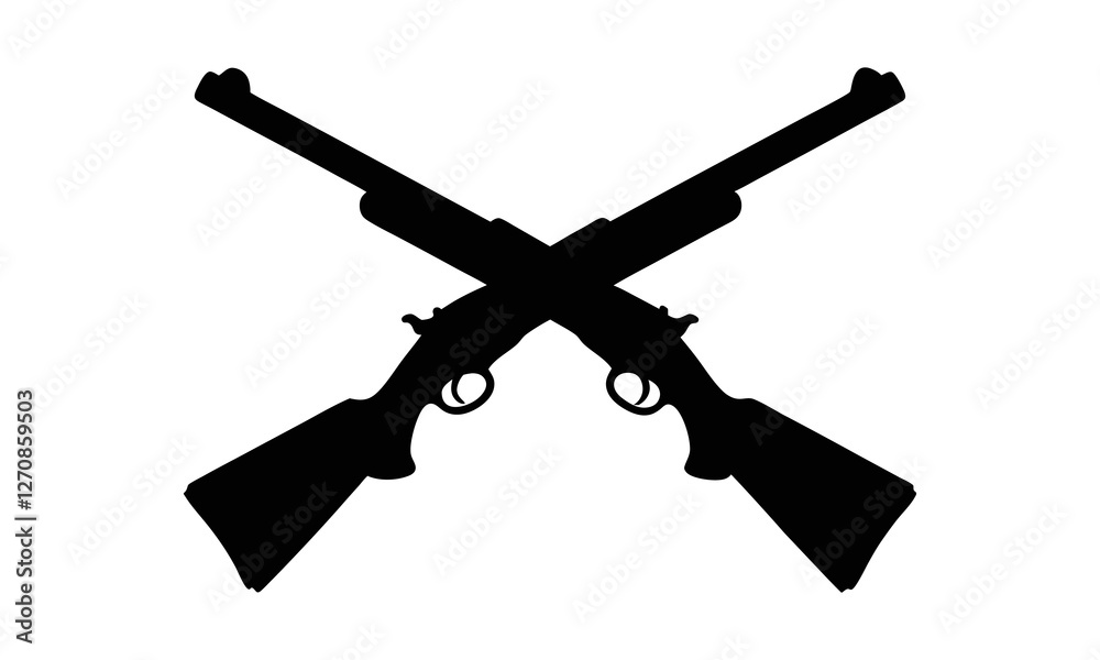 Crossed rifles black vector art illustration