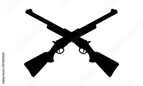 Crossed rifles black vector art illustration