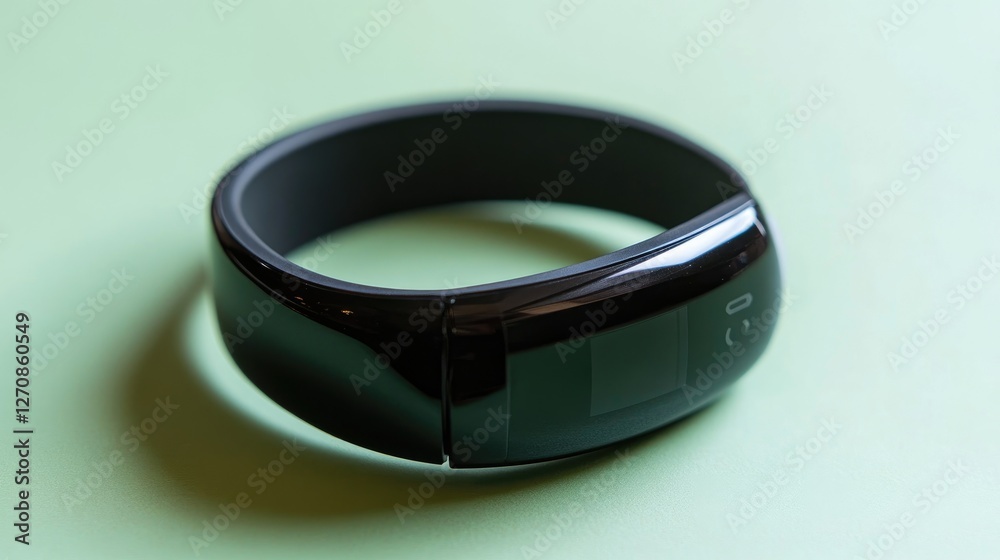 High-tech wearable translator device with real-time language conversion, displayed on a green background
