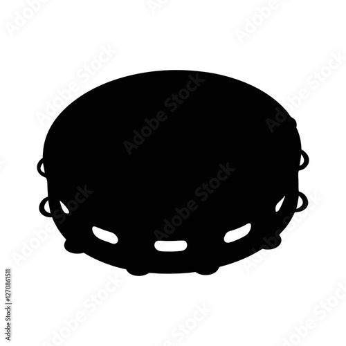 Tambourine black and white silhouette