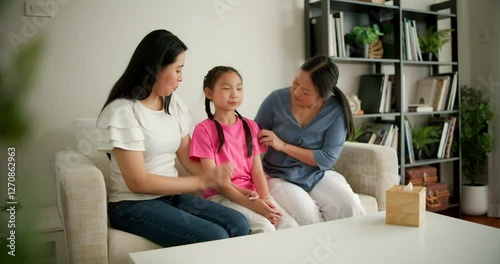 Conversation between family members about feelings and support at home in a living room setting