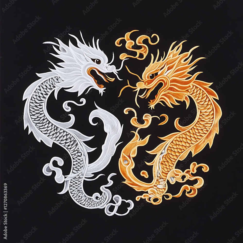 Yin Yang Dragons Symbolizing Balance Harmony and Duality in Traditional Asian Culture and Mythology Design Yin Yang Dragons Symbolizing Balance Harmony and Duality in Traditional Asian Culture and Mythology Design