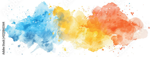 watercolor paint splashes pink yellow blue	
