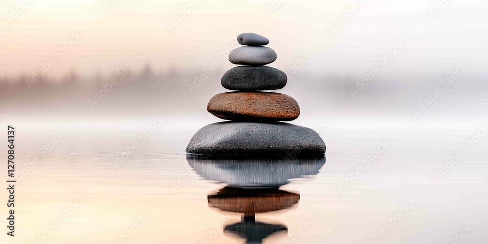 Obraz premium a pile of stones in water,mindfulness concept
