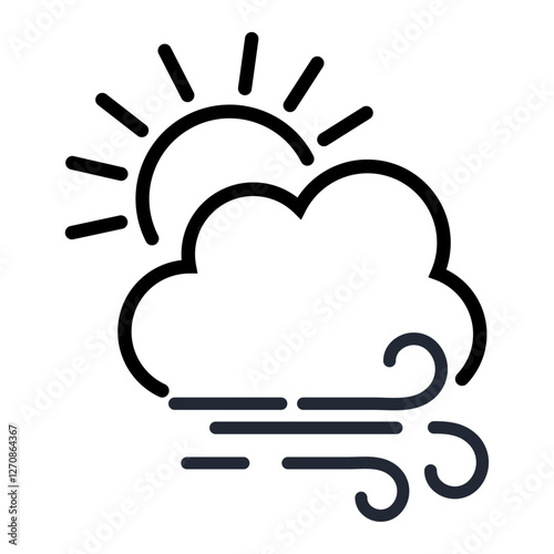 Sunny and windy icon,weather icon