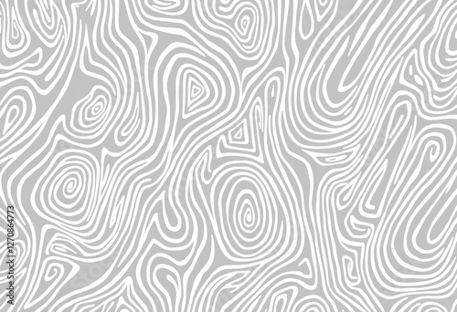 抽象的な先住民風のパターン：白と灰色の波状の線、有機的な形状、奥行き - 壁紙、生地のプリント、現代的で文化的な汎用性の高いデザイン

