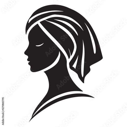 Silhouette Profile of Woman with Head Covering for Respectful Dress