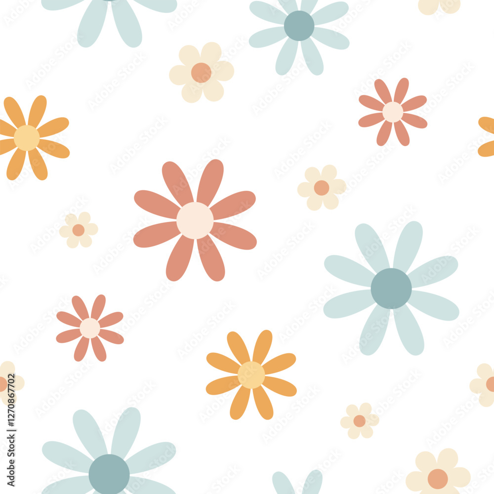 Retro spring seamless pattern. Floral digital paper in flat style, perfect for scrapbook paper, decor, prints, background, fabric. Retro spring seamless pattern. Floral digital paper in flat style, perfect for scrapbook paper, decor, prints, background, fabric.