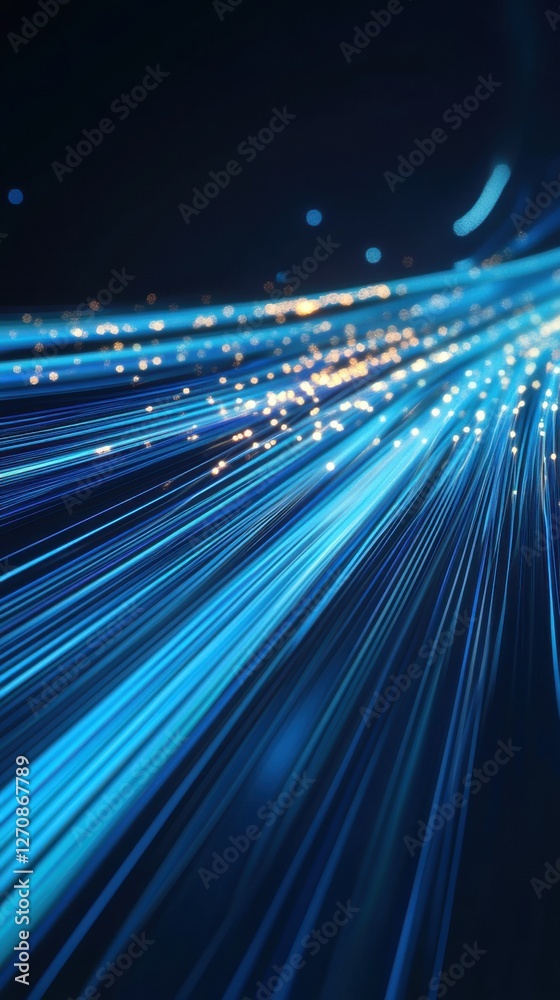 Fototapeta premium Colorful light trails glow in a dark background creating a vibrant digital atmosphere during nighttime