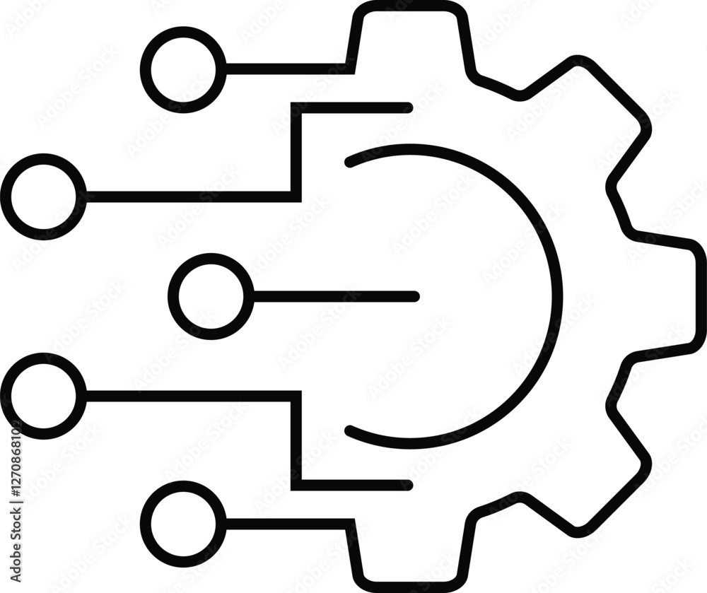Digital Gear with Circuit Lines - Technology Icon Digital Gear with Circuit Lines - Technology Icon