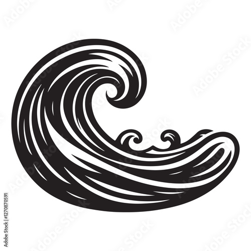 Stylized wave vector illustration ocean nature sea artistic design