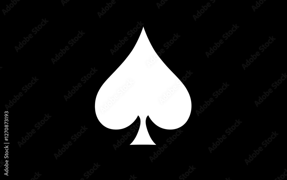 White Spade symbol on a black background; for casino, game, card game, poster White Spade symbol on a black background; for casino, game, card game, poster