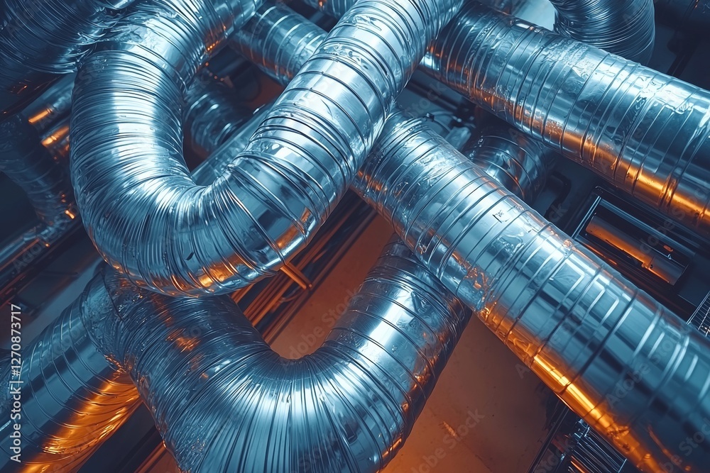 Fototapeta premium Air conditioning systems in buildings. Information on ventilation ducts