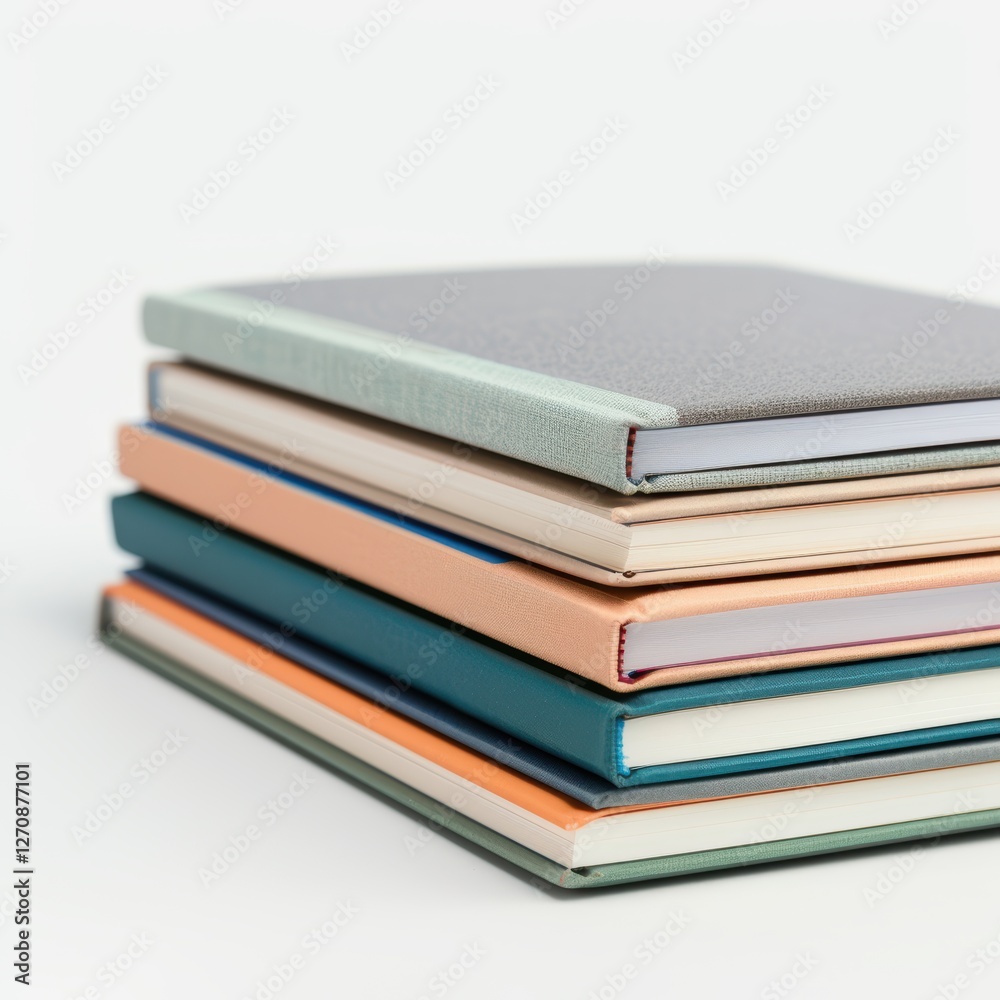 Stack of colorful notebooks on a white background Stack of colorful notebooks on a white background