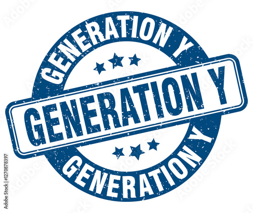 generation y stamp. generation y label. round grunge sign
