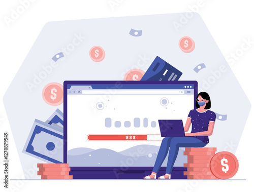 Salary Payment Illustration | Payroll and Employee Compensation Vector Graphic | Financial Transaction and Income Management Design | SEO Optimized Visual for HR and Business Solutions