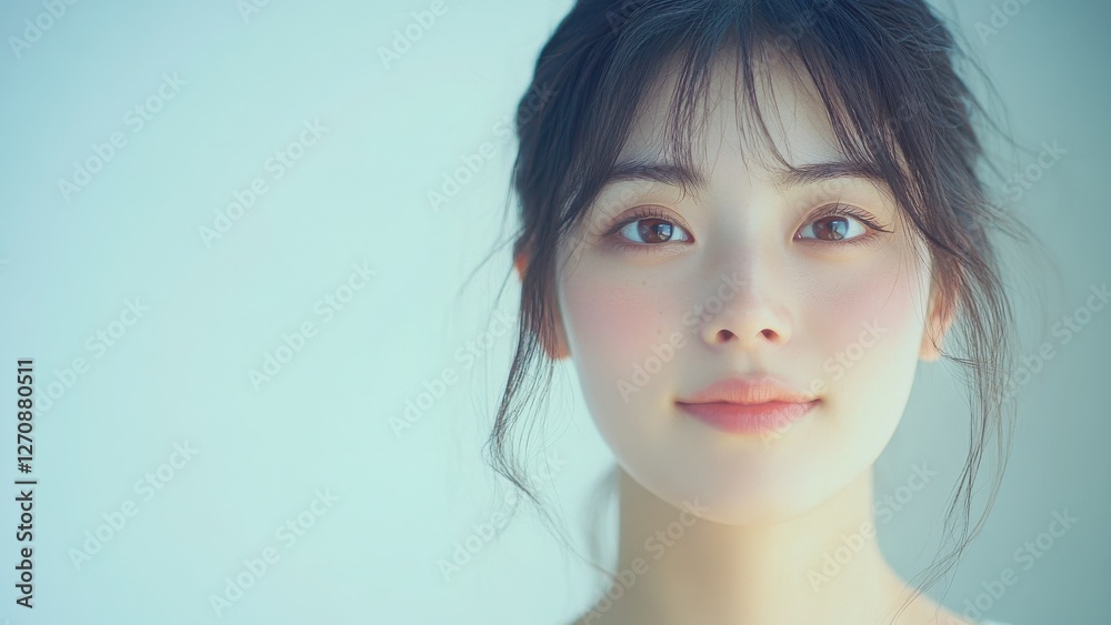 ナチュラルメイクの若い女性のクローズアップ_2 ナチュラルメイクの若い女性のクローズアップ_2