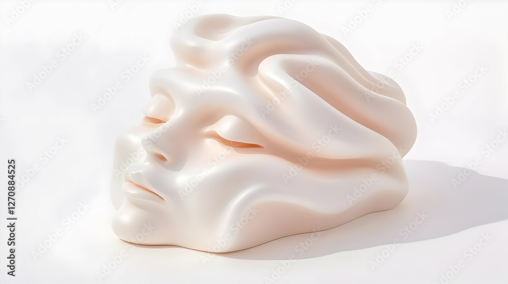 Sculpted face dreams in light. Serene art, ideal as a serene symbol for meditation Sculpted face dreams in light. Serene art, ideal as a serene symbol for meditation