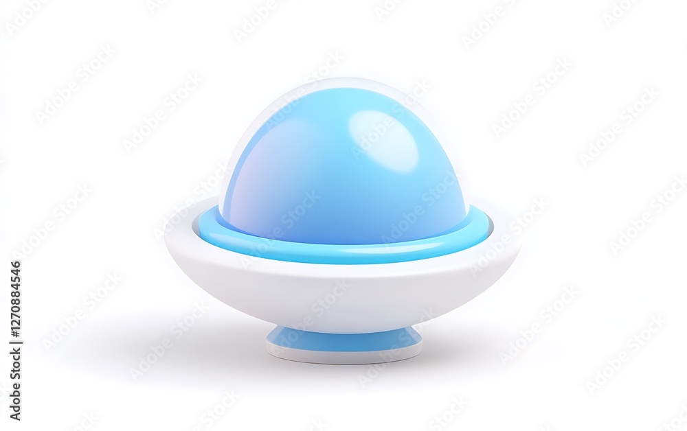 A blue and white dome on a white background, isolated, concept. Technology, decor, UI, icon A blue and white dome on a white background, isolated, concept. Technology, decor, UI, icon