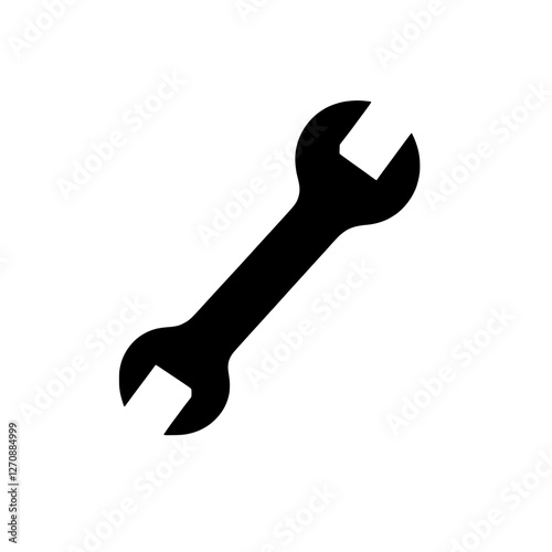 Wrench Icon: A simple, stark, black and white image of a wrench, perfect for representing tools, repair, or industry. 