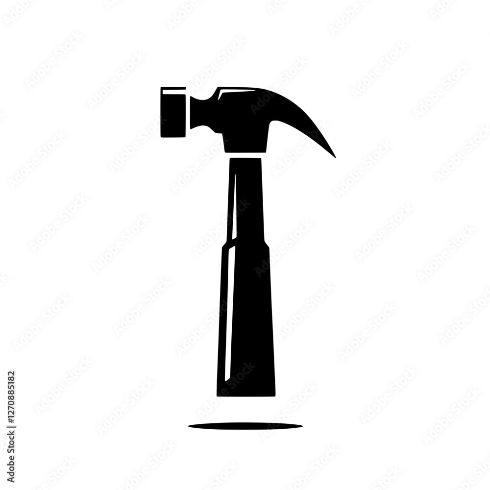 Hammer's Silhouette: A bold, stylized silhouette of a hammer, a classic symbol of craftsmanship, construction, and the trades Hammer's Silhouette: A bold, stylized silhouette of a hammer, a classic symbol of craftsmanship, construction, and the trades