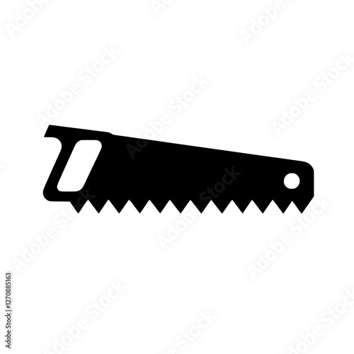 Precision Cut Silhouette: This image is a silhouette of a hand saw, perfectly capturing the sharp, jagged teeth designed for efficient wood cutting.