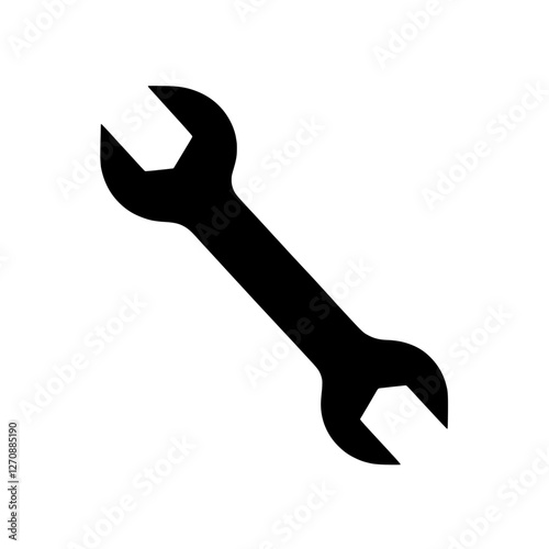 Wrench Silhouette: A sleek, minimalist black silhouette of a wrench, a universal symbol of repair, construction, and mechanics, perfectly rendered.