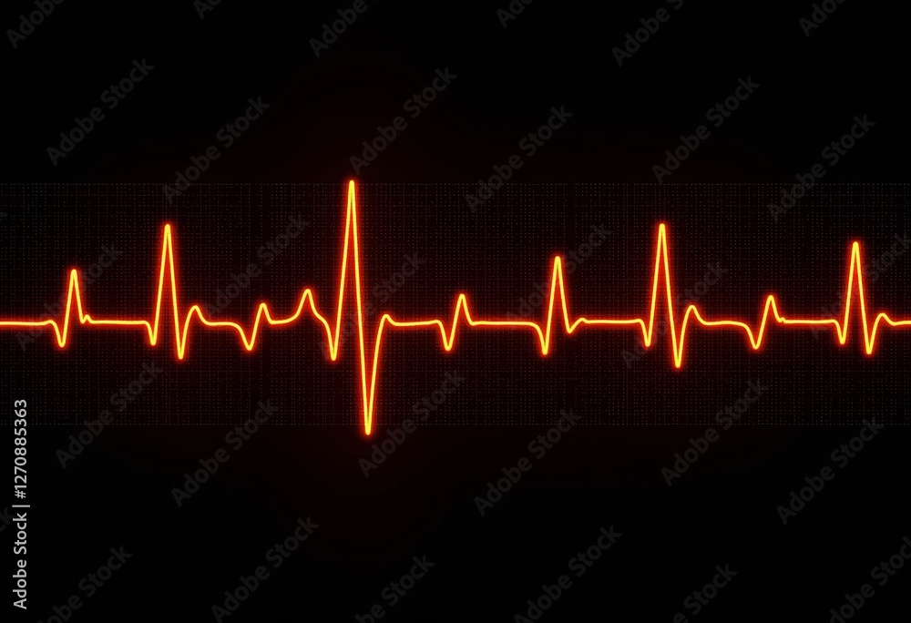 Orange EKG Sinusoidal Pulse Lines: Heartbeat Frequency Visualization on Black - Medical Illustration, Cardiology, Heart Health, Science, EKG Rhythm Design
Orange EKG Sinusoidal Pulse Lines: Heartbeat Frequency Visualization on Black - Medical Illustration, Cardiology, Heart Health, Science, EKG Rhythm Design