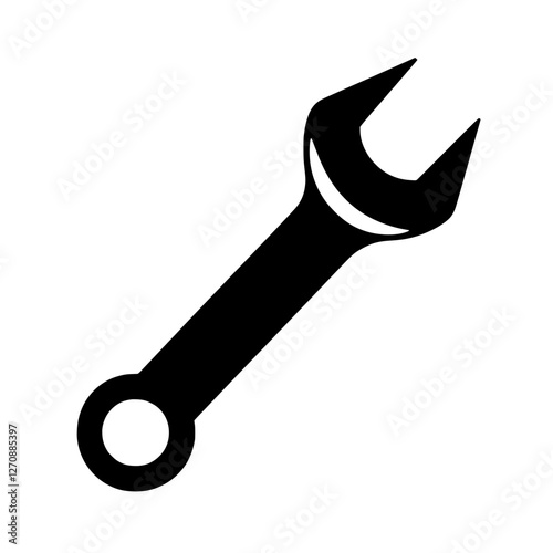 Precision in Action: The bold silhouette of a spanner, poised as a symbol of problem-solving and craftsmanship, perfect for conveying efficiency, reliability and skill.