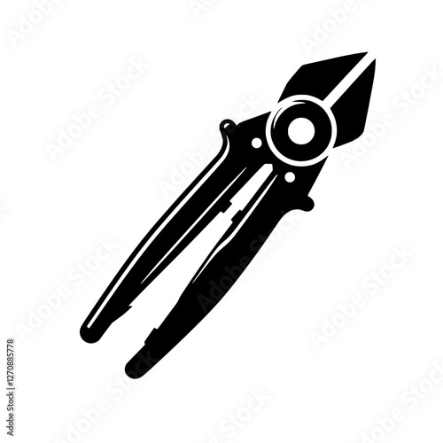 Precision at Work: Silhouette of bolt cutters on clean background. This image captures the essence of strength and cutting through the unnecessary.