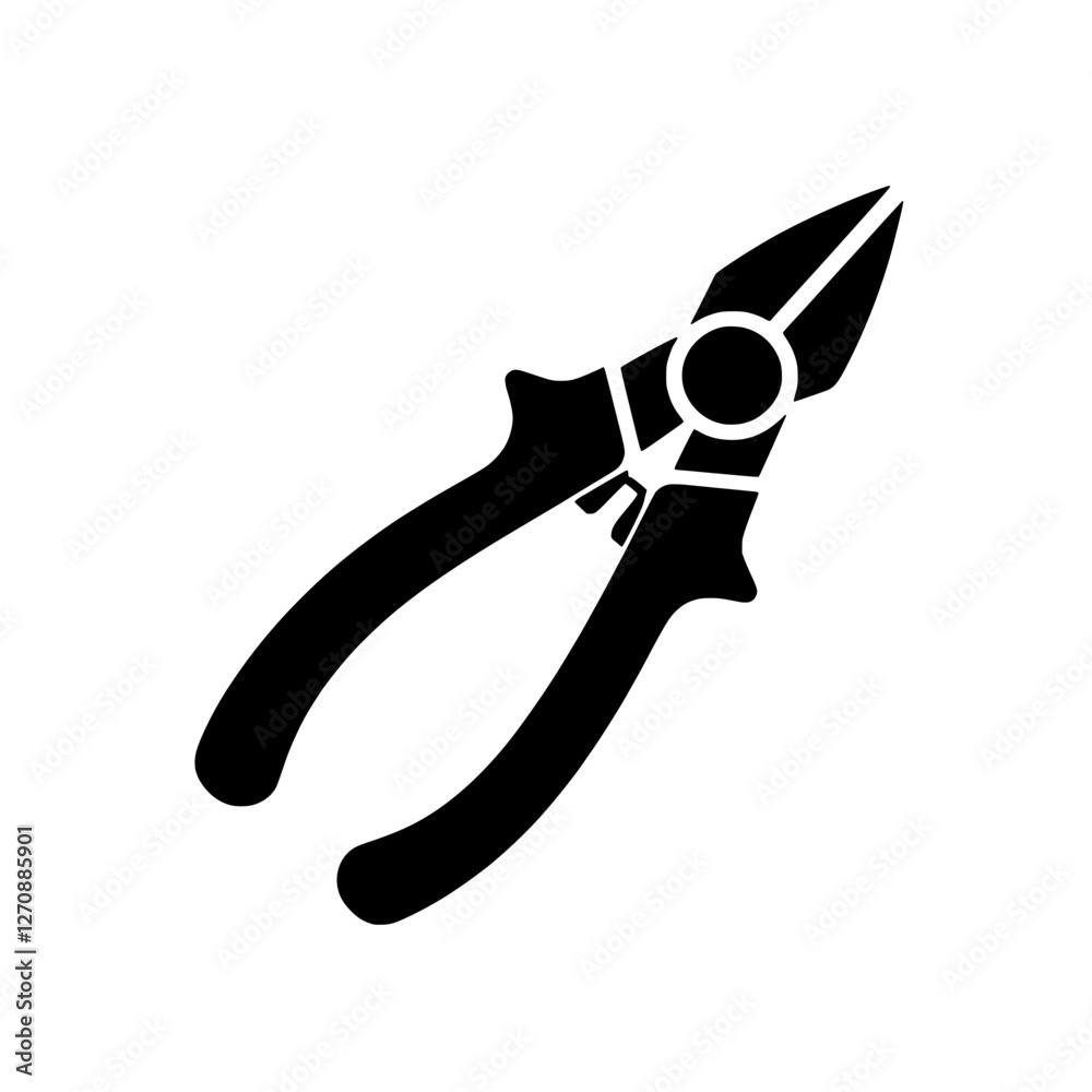 Silhouette of Precision: An illustrative representation of a pair of cutting pliers, highlighting the tool's design in graphic form. Silhouette of Precision: An illustrative representation of a pair of cutting pliers, highlighting the tool's design in graphic form.