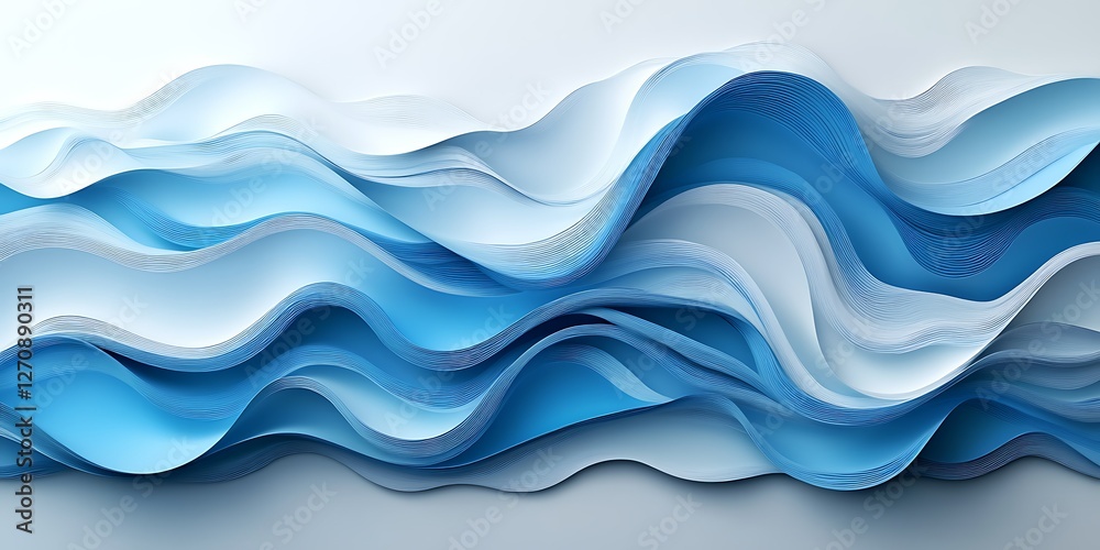 Fototapeta premium Abstract Blue and White Waves Background (5)