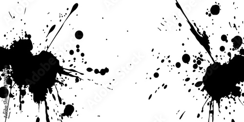 Black ink splatter banner on a white background
