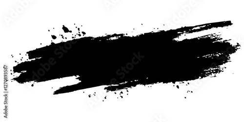 Black ink splatter banner on a white background