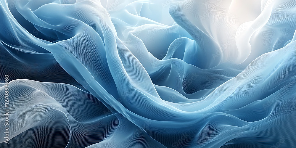Obraz premium Flowing Blue Sheer Fabric Texture
