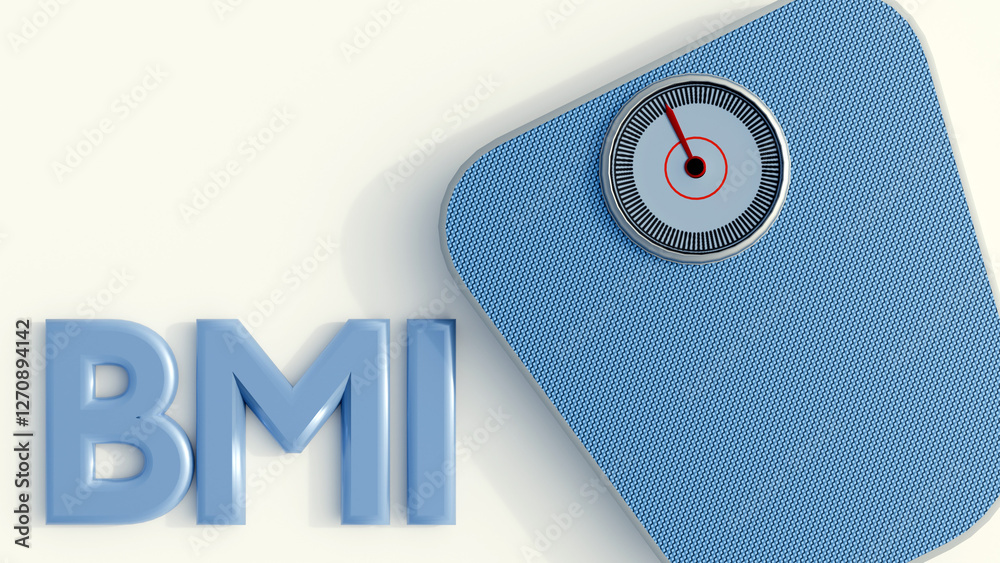 A 3d rendering of weighing scale with Body Mass Index or BIM emphasizing the importance of Body Mass Index in assessing health and weight. A 3d rendering of weighing scale with Body Mass Index or BIM emphasizing the importance of Body Mass Index in assessing health and weight.