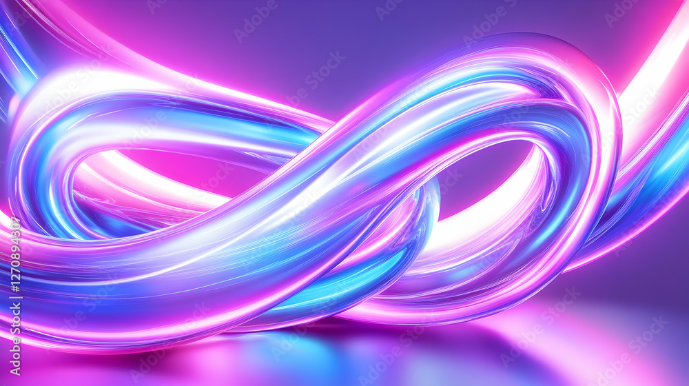 Fototapeta premium Wavy, shining light trail over a dark surface for abstract background use