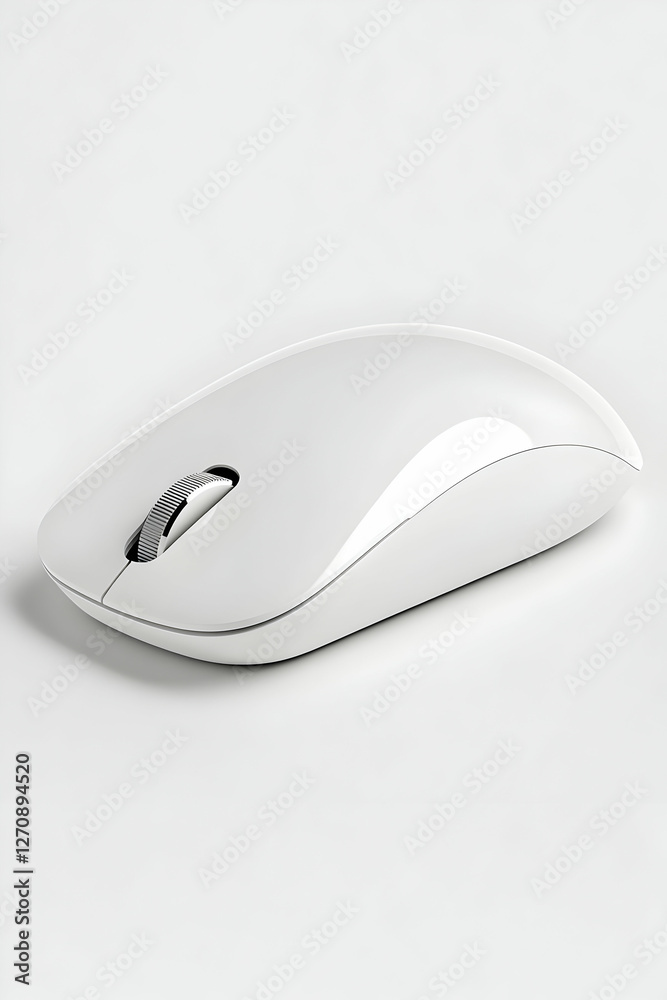White computer mouse on plain background for technology or office use White computer mouse on plain background for technology or office use