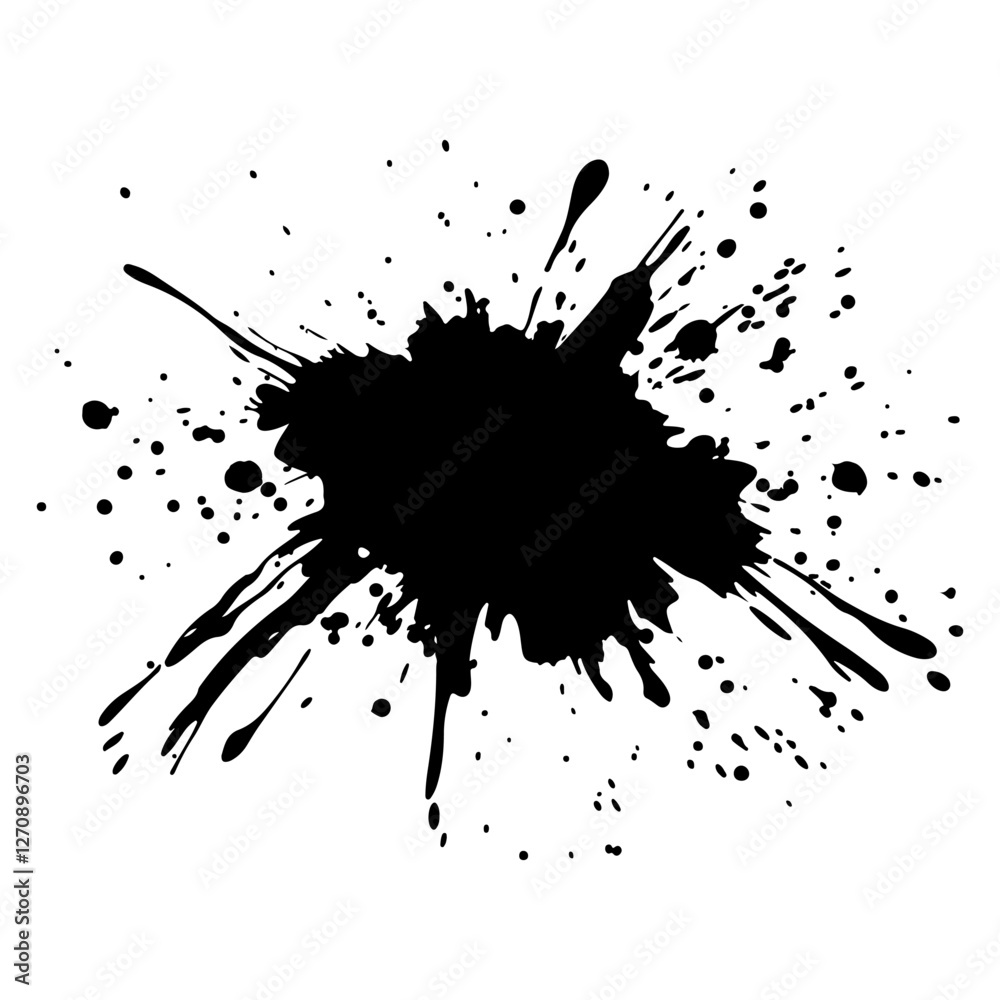 Black ink blots vector isolated on white background