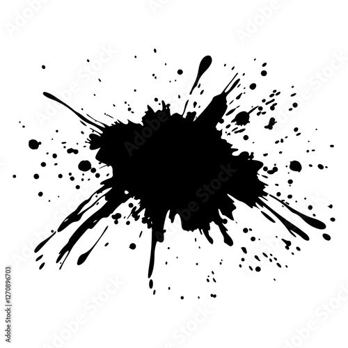 Black ink blots vector isolated on white background