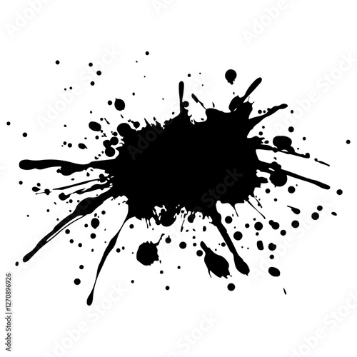 Black ink blots vector isolated on white background