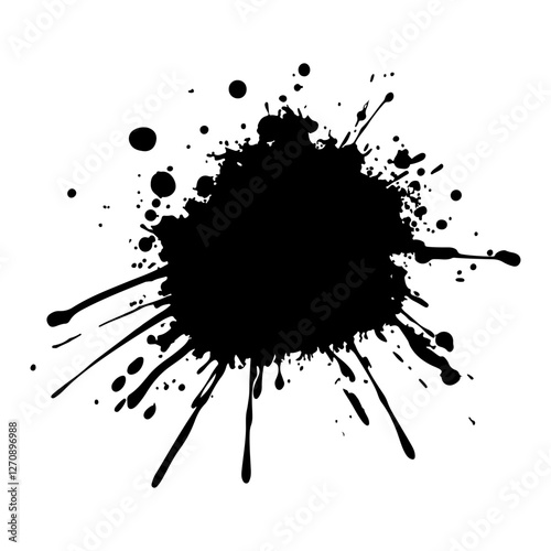 Black ink blots vector isolated on white background