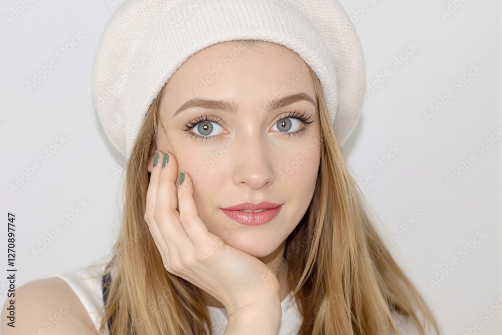 Elegant Woman in Beret: A Stunning Portrait Elegant Woman in Beret: A Stunning Portrait