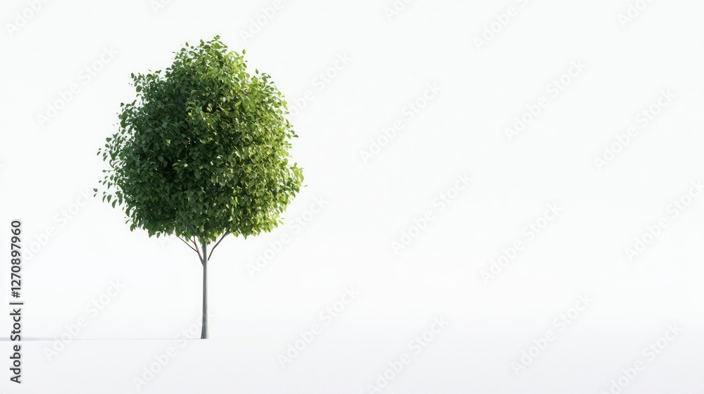 Fototapeta premium Small Green Tree on White Background