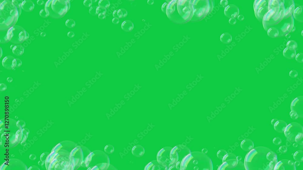 soap bubbles frame border isolated on green screen animation, water bubbles random motion,cosmetics and beauty design element soap bubbles frame border isolated on green screen animation, water bubbles random motion,cosmetics and beauty design element