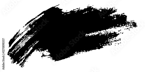 Black ink brush stroke vector shape on a white background