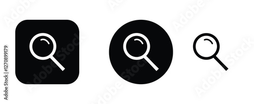 Search button. Magnifying glass flat icon vector set. loupe symbol.