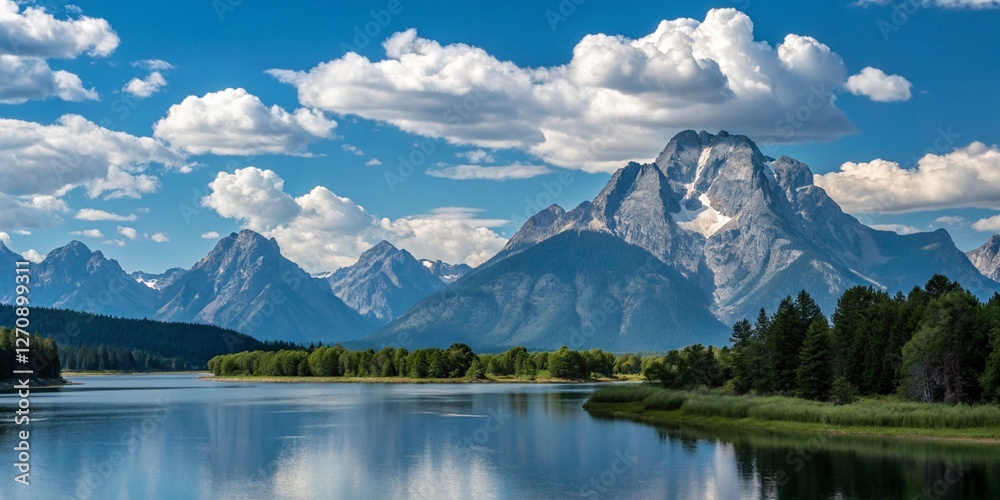 Naklejka premium Tranquil Majesty: The Mystical Mountain Lake