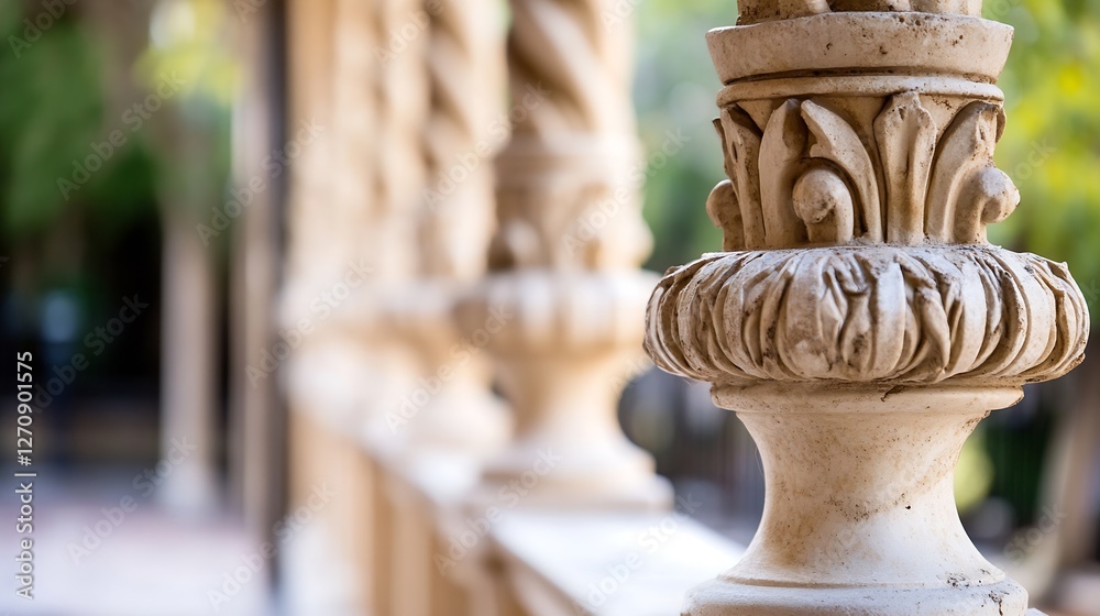 Obraz premium Detailed Perspective of Elegant Architectural Pillar Design in Ancient Style : Generative AI