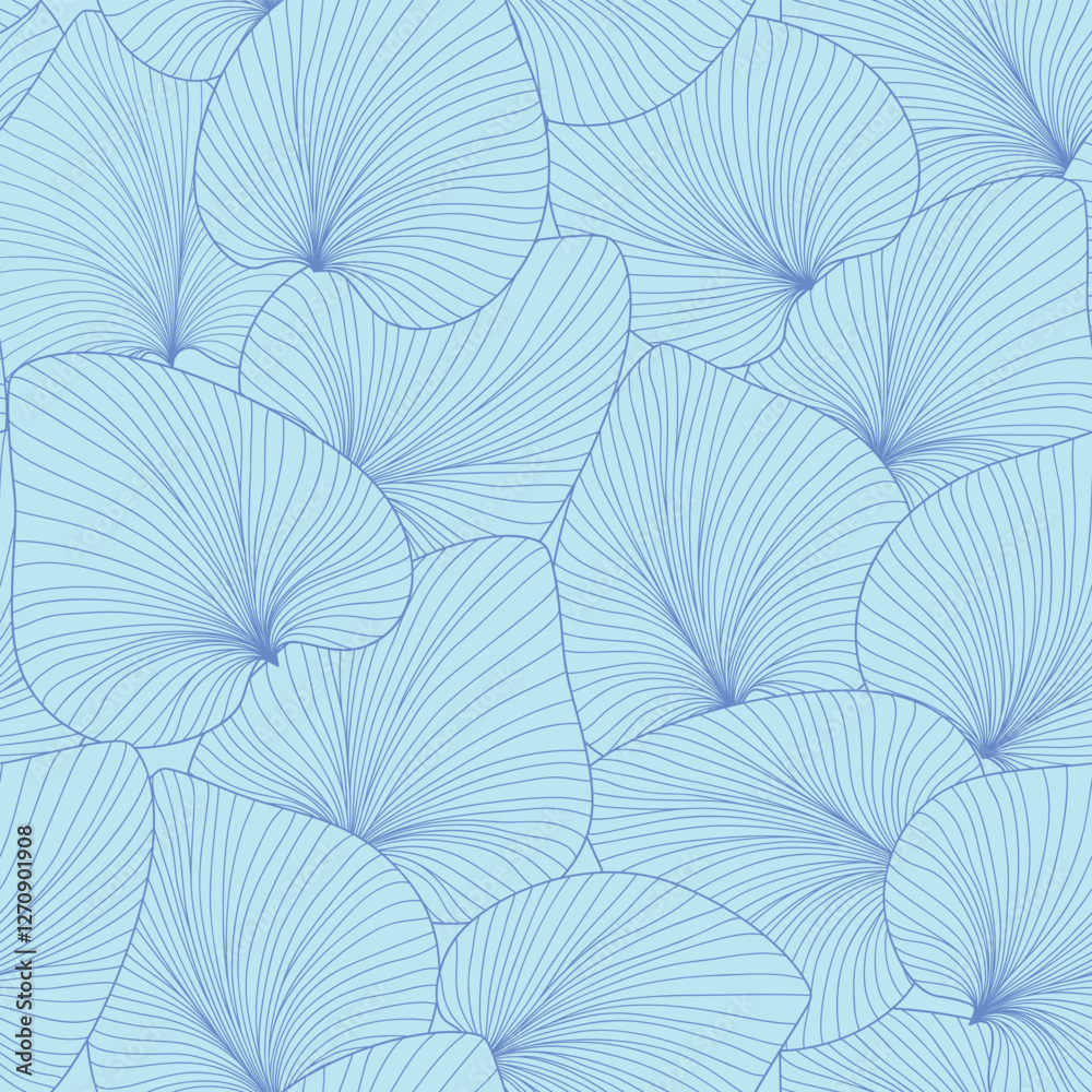 seamless light blue abstract floral pattern with blue leaves. Hand drawn minimal abstract organic shapes pattern. Delicate vector abstact blue pattern with blue leaves. Monochrome